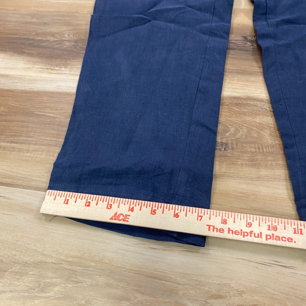Free Line Athens Linen Pants Mens 34 Minimalist 100% Linen Straight Navy Summer - Picture 7 of 9